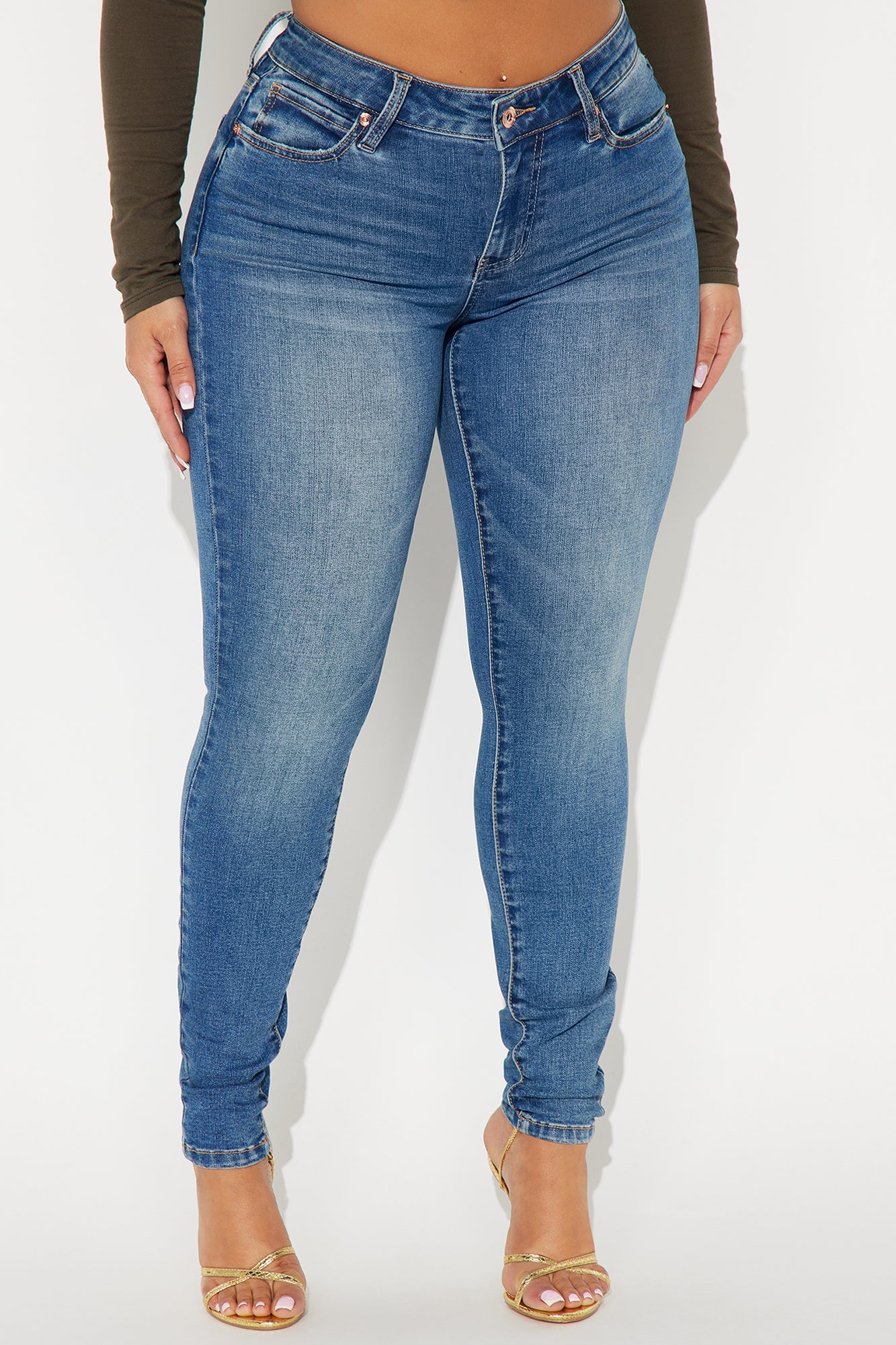 Smooth Fit Mid Rise Skinny Jeans - Medium Wash