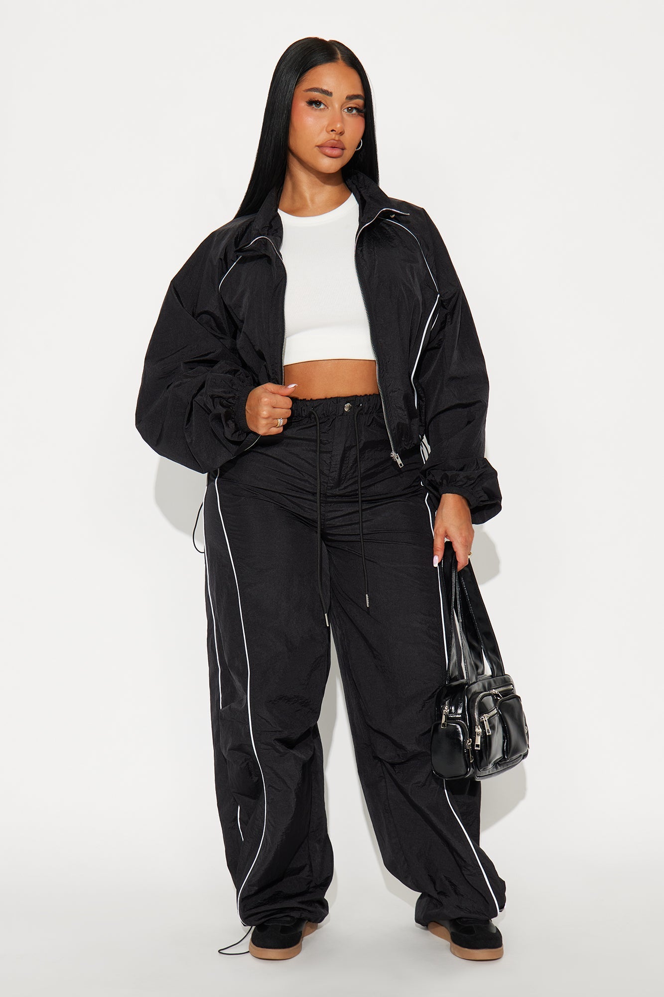 Just My Vibe Windbreaker Reflective Jacket - Black