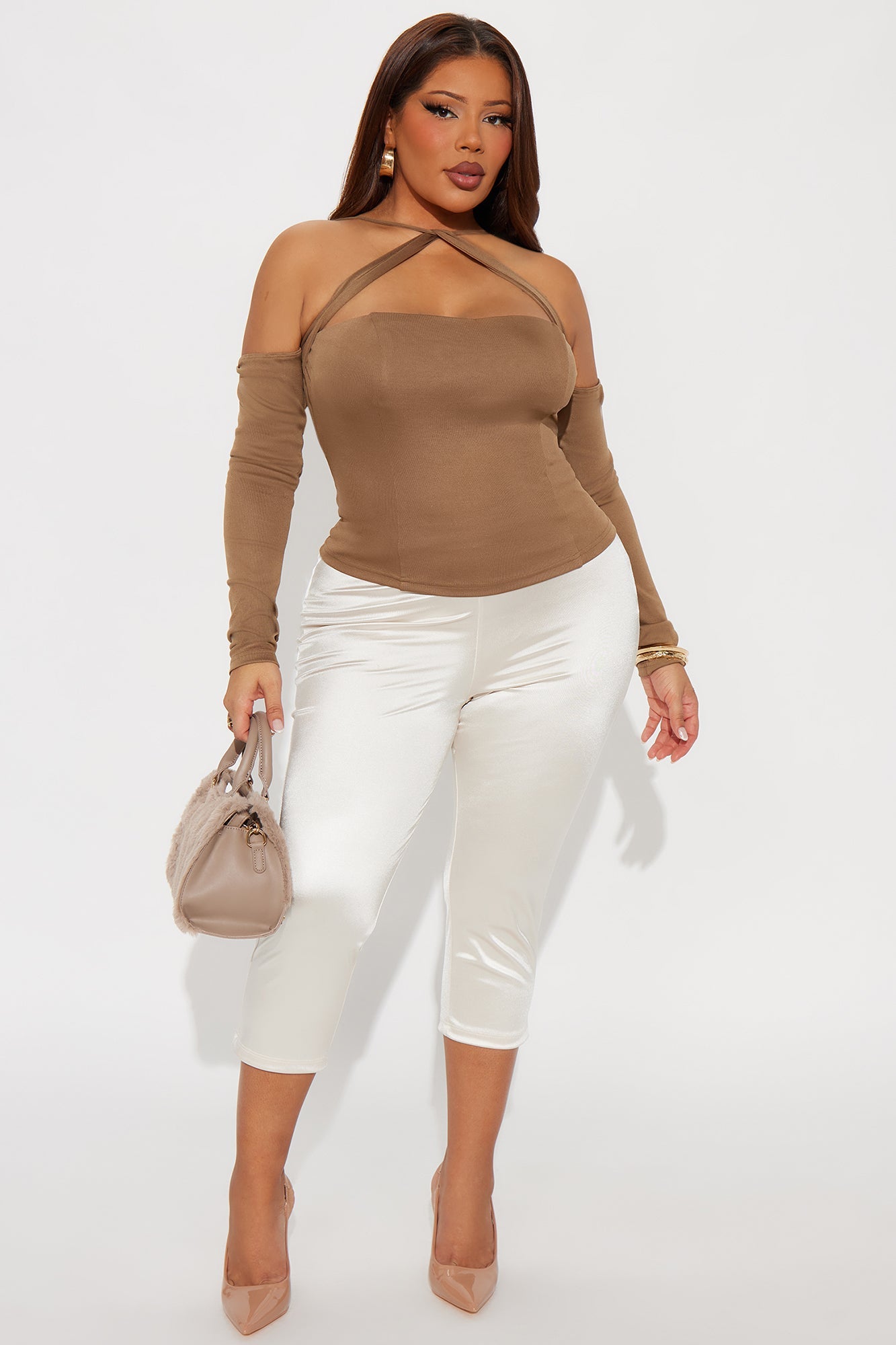 Ayla Off Shoulder Top - Mocha