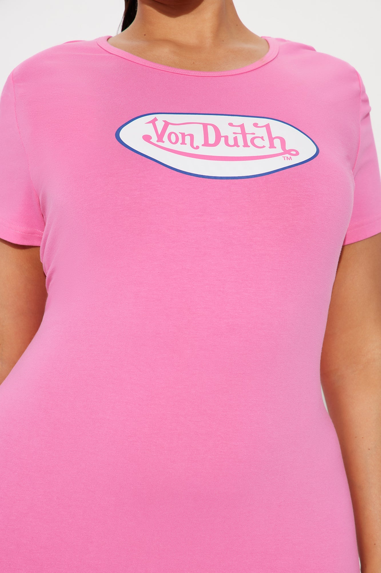 Von Dutch Logo T Shirt Mini Dress - Hot Pink