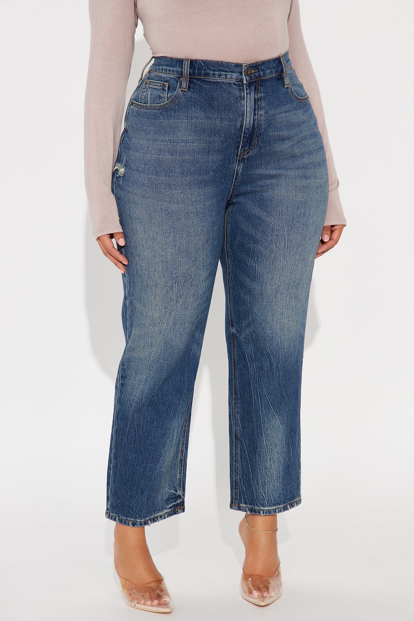 Classic Ankle Straight Leg Jeans - Dark Wash