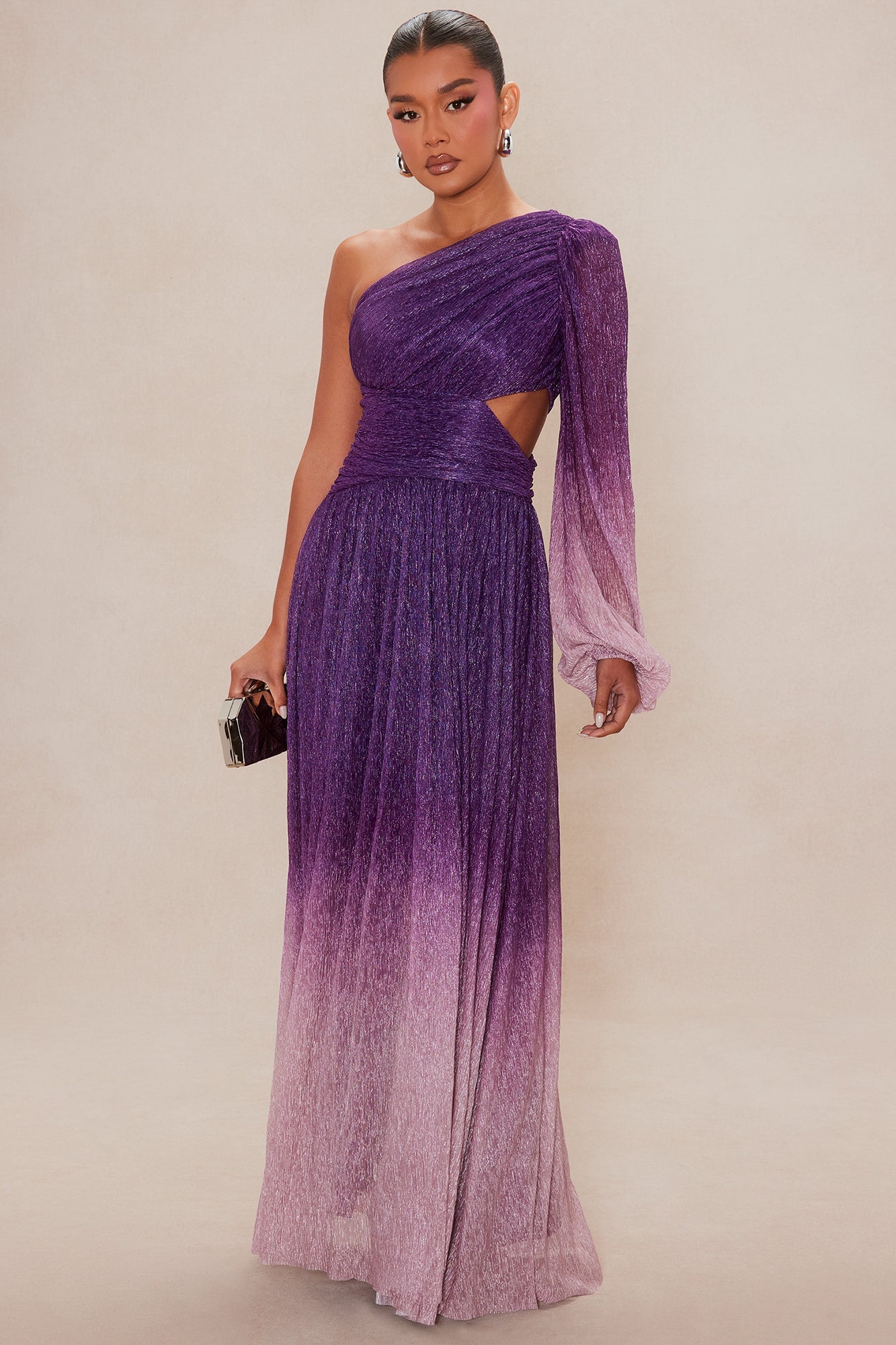 Glitter Dilemma Ombre Gown - Plum