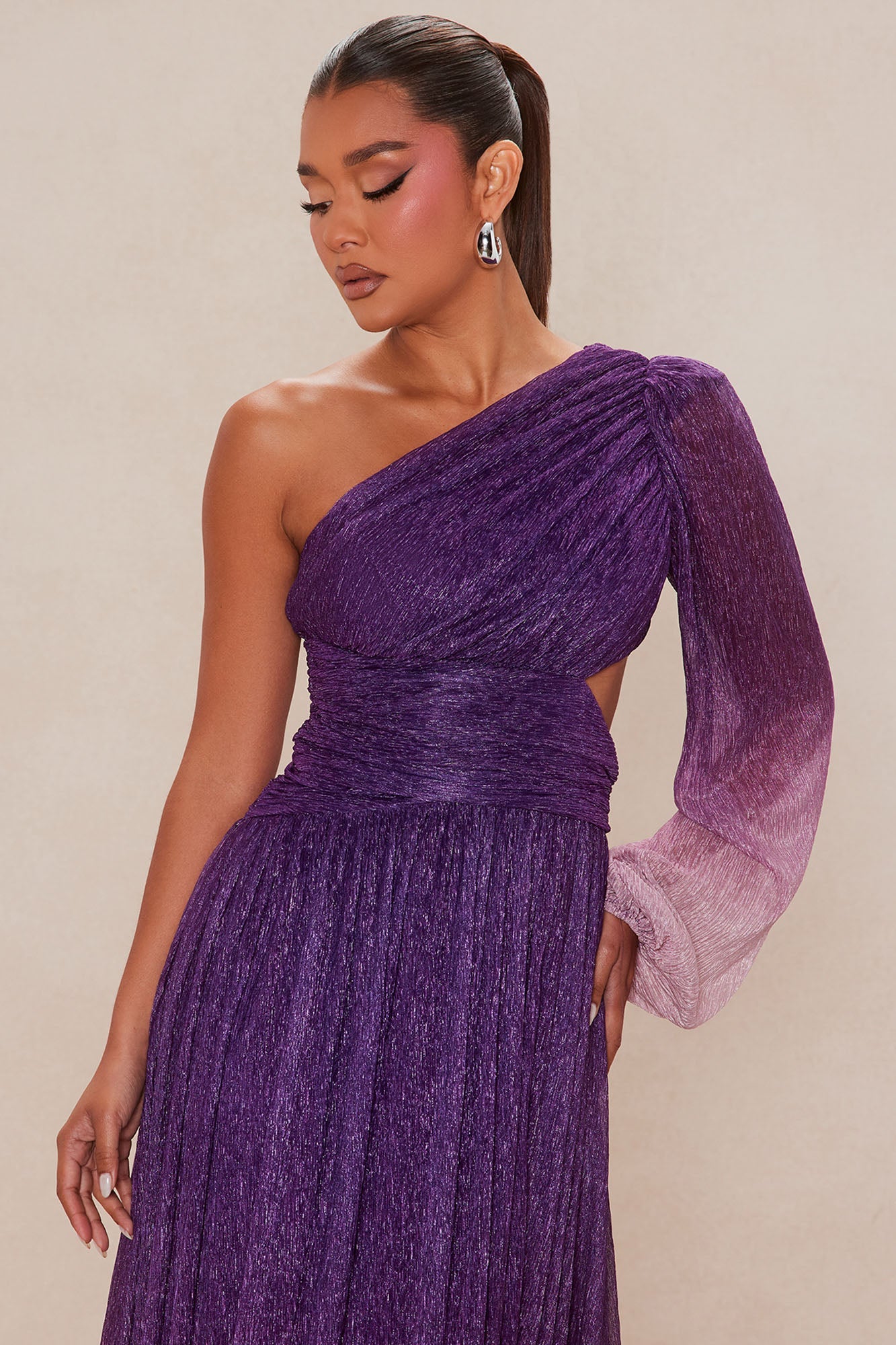 Glitter Dilemma Ombre Gown - Plum
