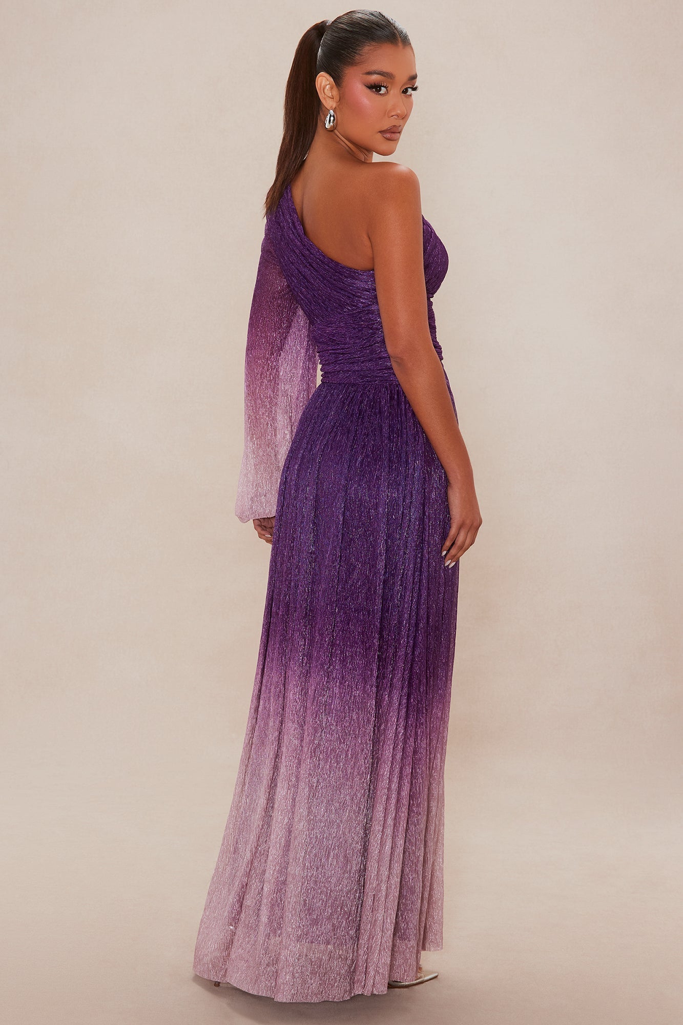 Glitter Dilemma Ombre Gown - Plum