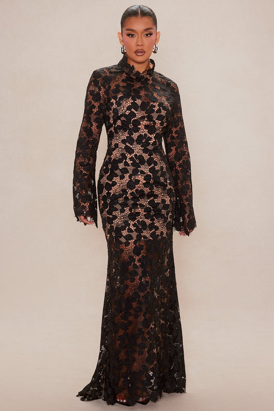 Elsie Sheer Maxi Dress - Black