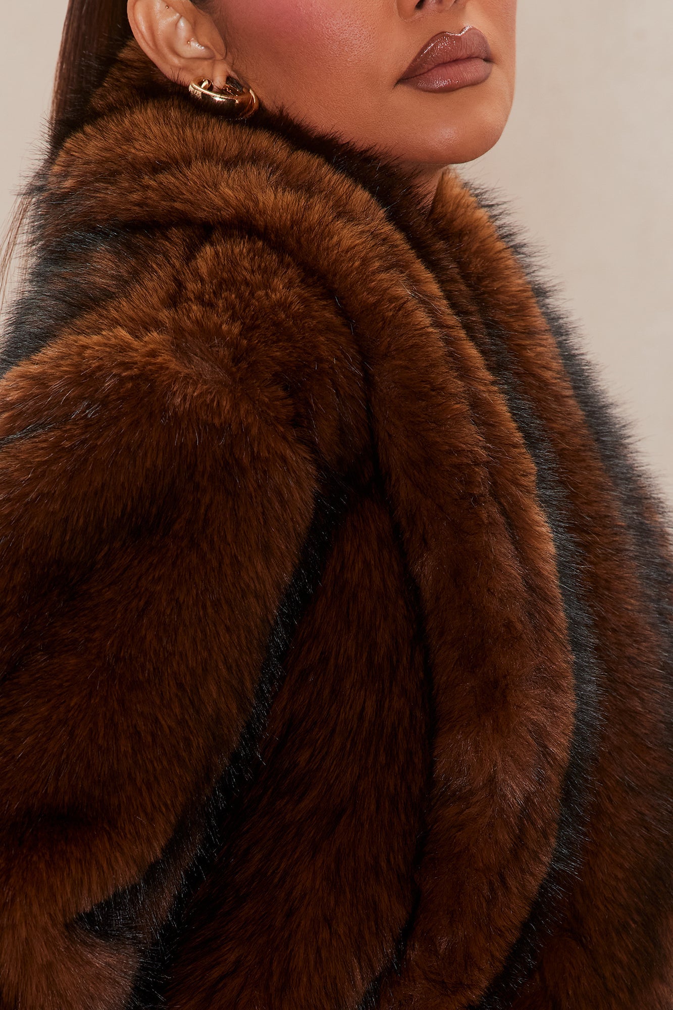 Impossible To Ignore Faux Fur Coat - Chocolate