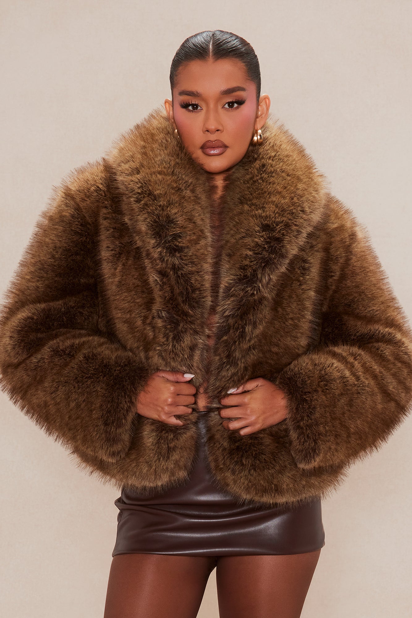 Zaria Faux Fur Jacket - Brown