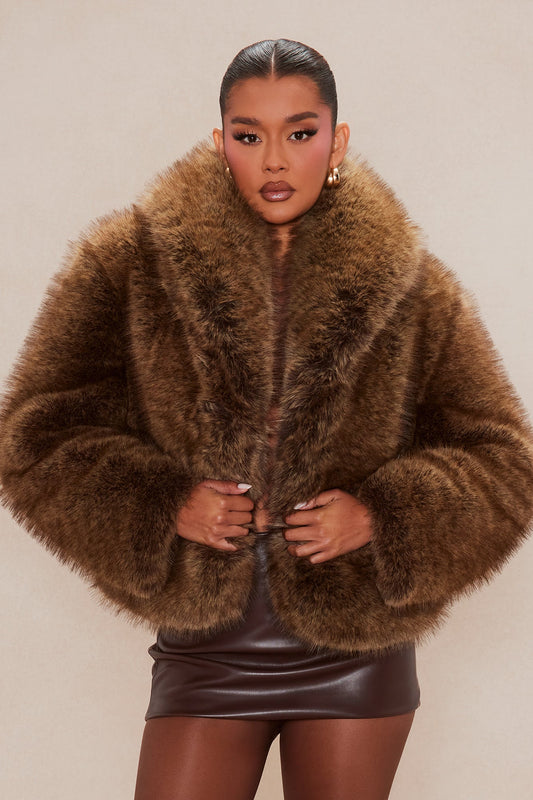 Zaria Faux Fur Jacket - Brown
