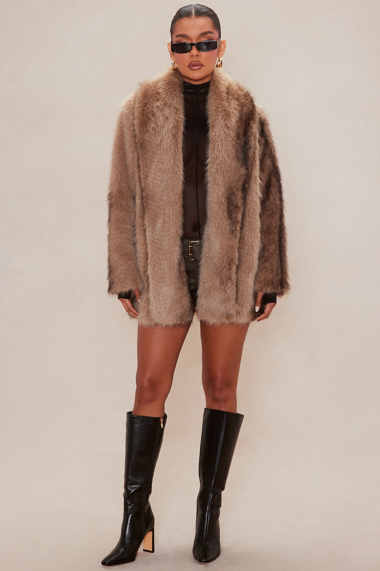 Loraine Faux Fur Jacket - Mocha/combo