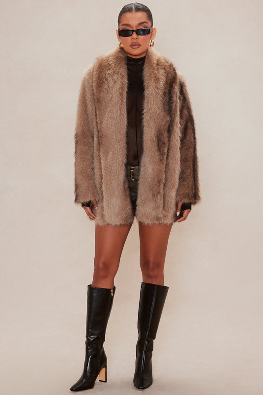 Loraine Faux Fur Jacket - Mocha/combo