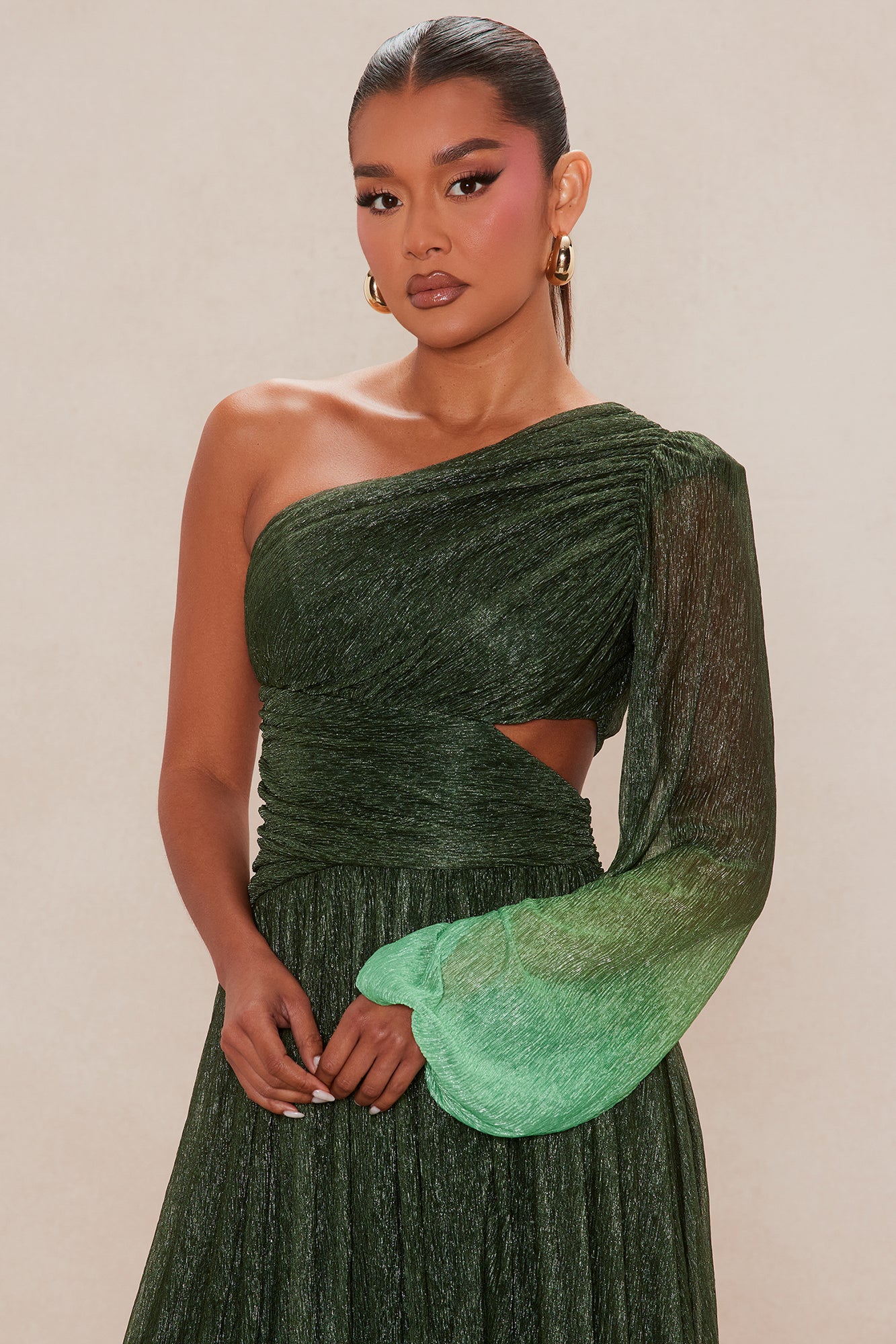 Glitter Dilemma Ombre Gown - Green
