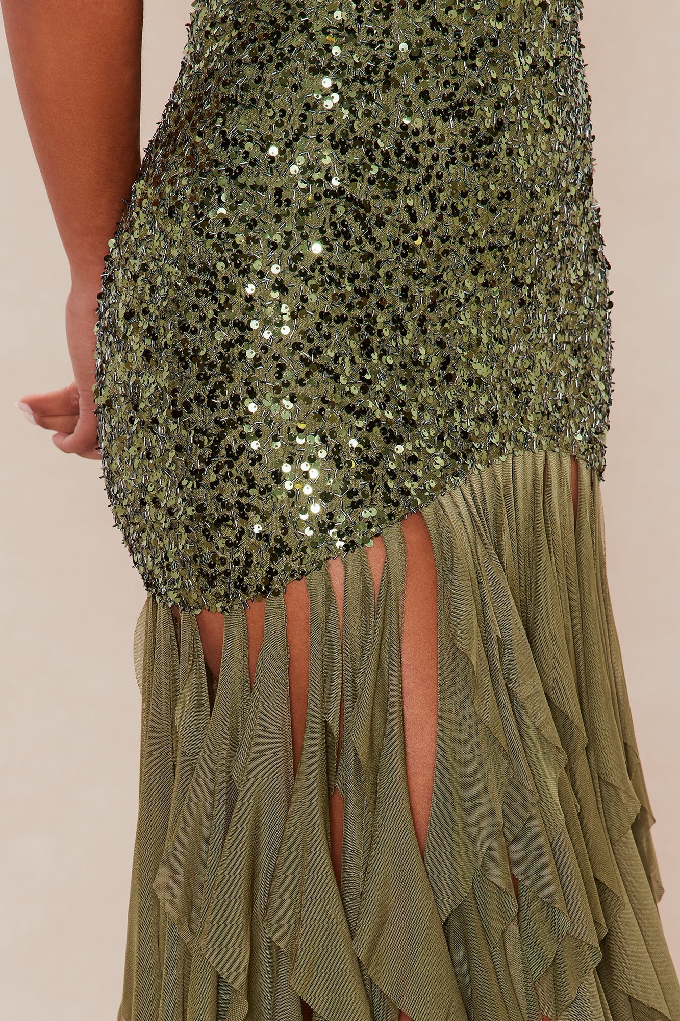 Lavinia Sequin Maxi Dress - Olive