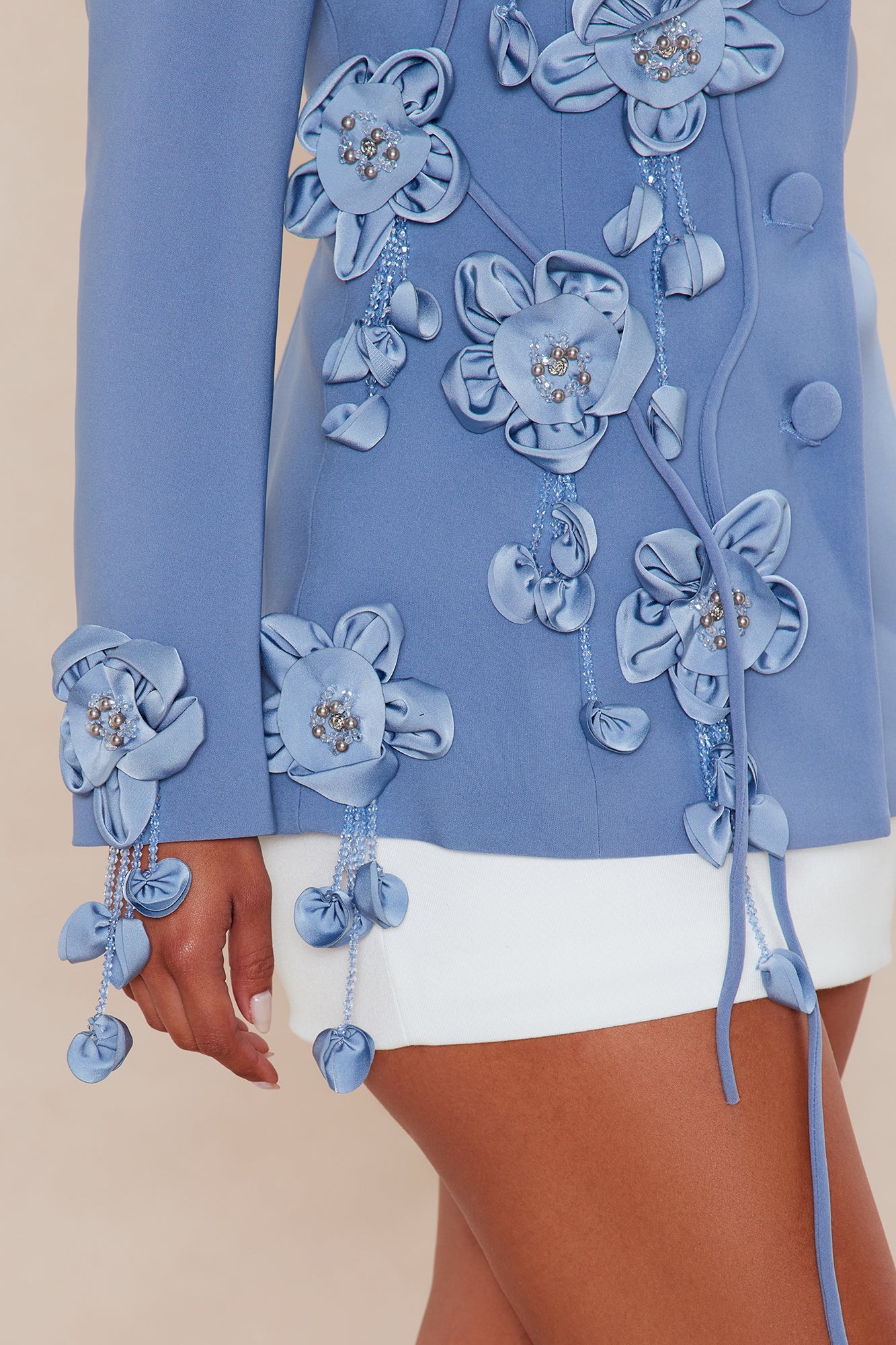 Dripping In Petals Blazer - Slate Blue