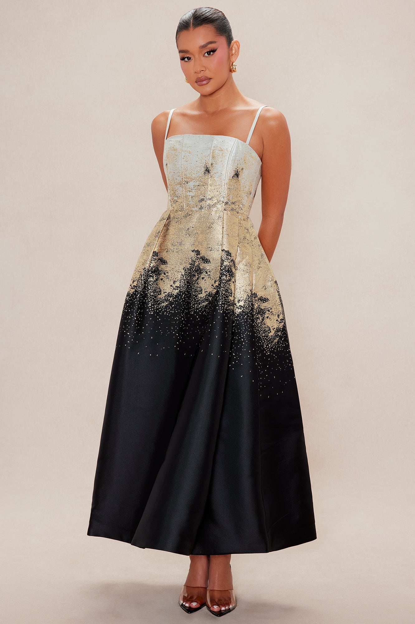 Esparza Metallic Midi Dress - Gold/combo