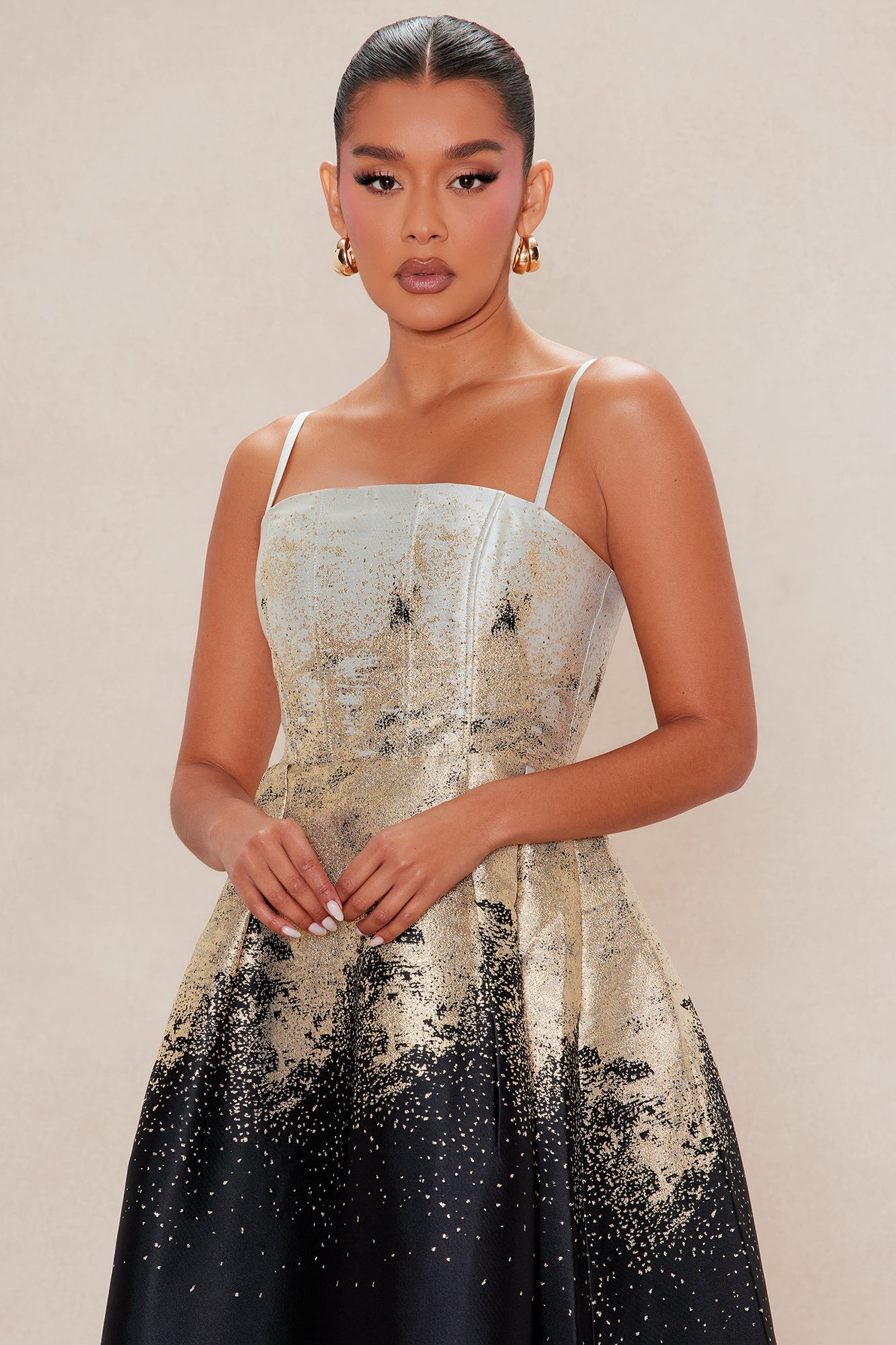 Esparza Metallic Midi Dress - Gold/combo