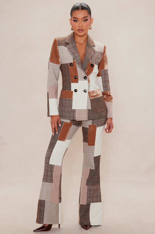 Harlow Patched Embellished Blazer - Brown/combo