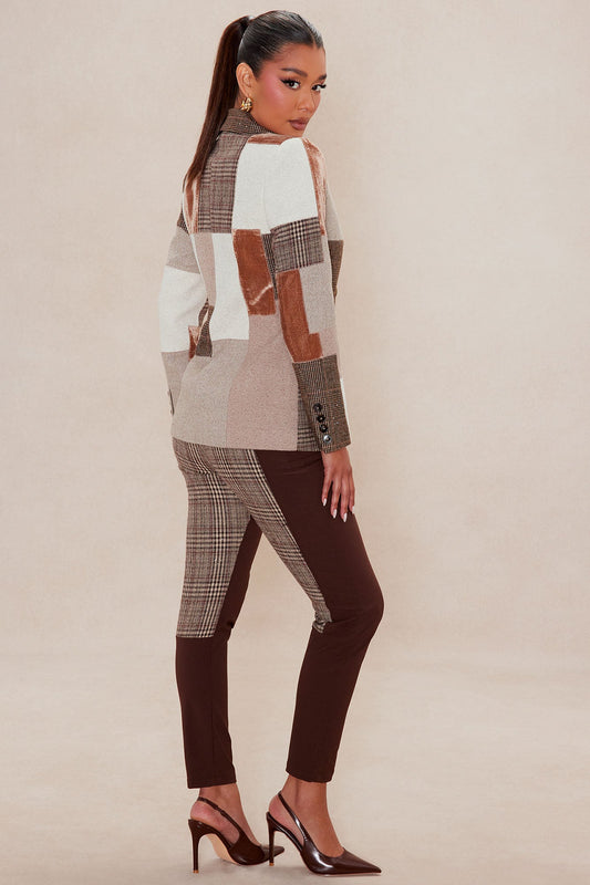 Harlow Embellished Plaid Riding Pant - Dark Brown