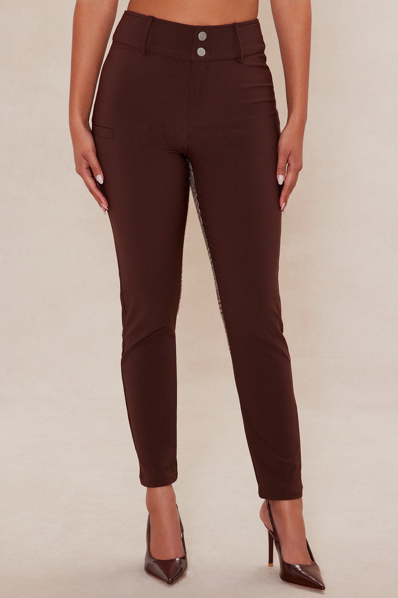 Harlow Embellished Plaid Riding Pant - Dark Brown