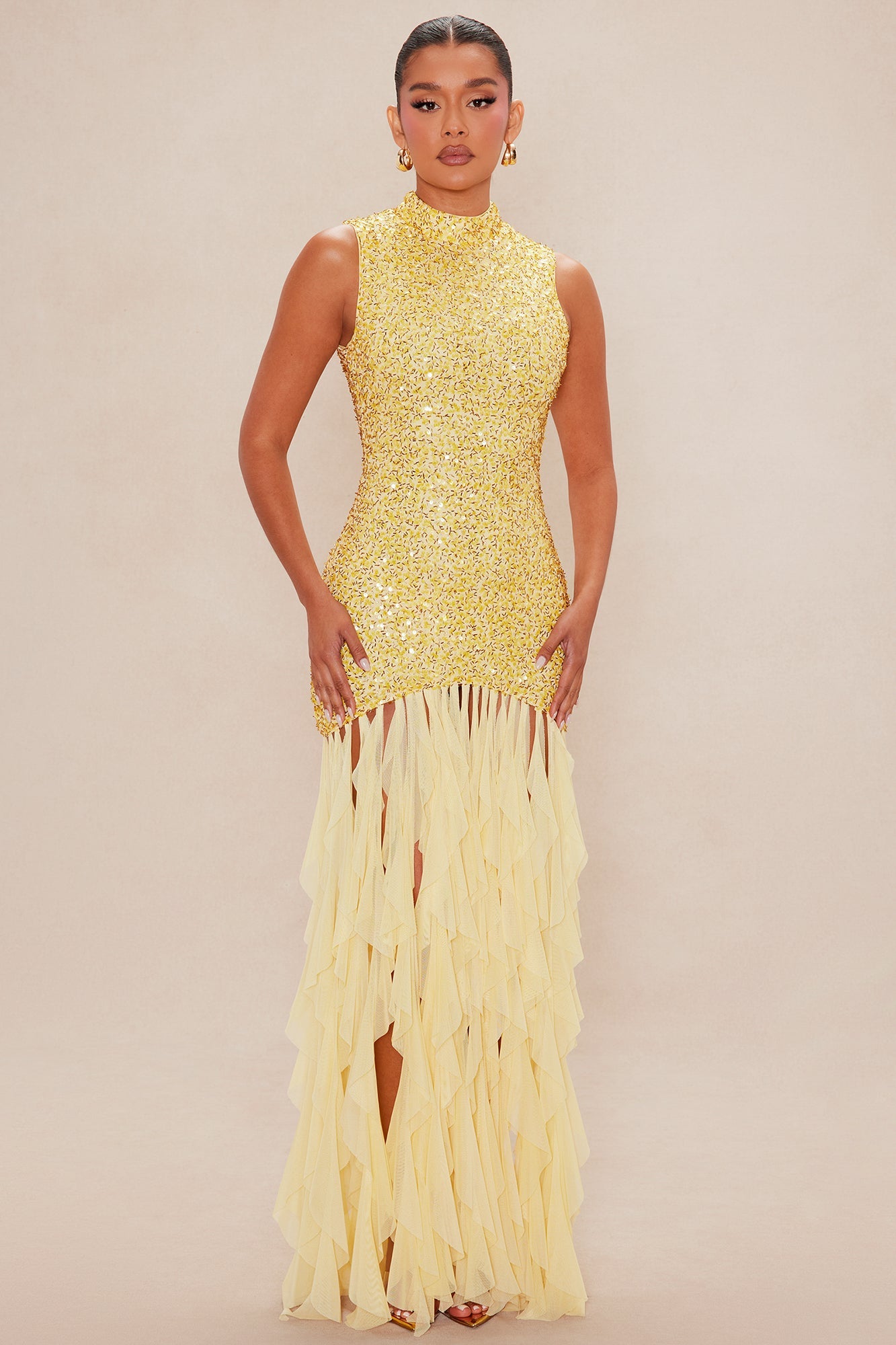 Lavinia Sequin Maxi Dress - Butter Yellow