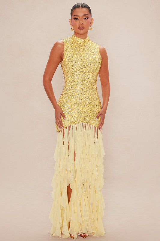 Lavinia Sequin Maxi Dress - Butter Yellow
