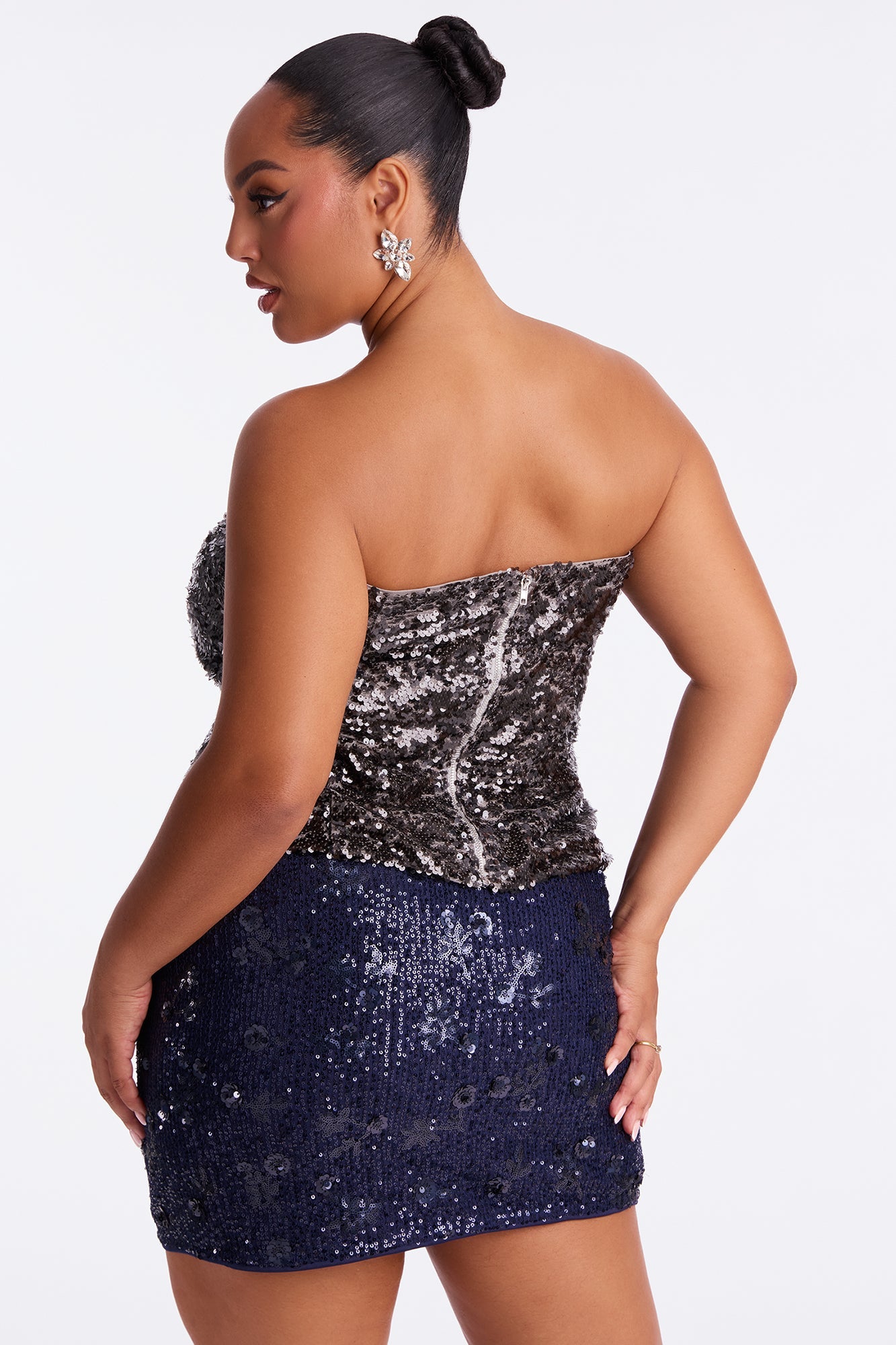 Shooting Sparks Sequin Top - Grey