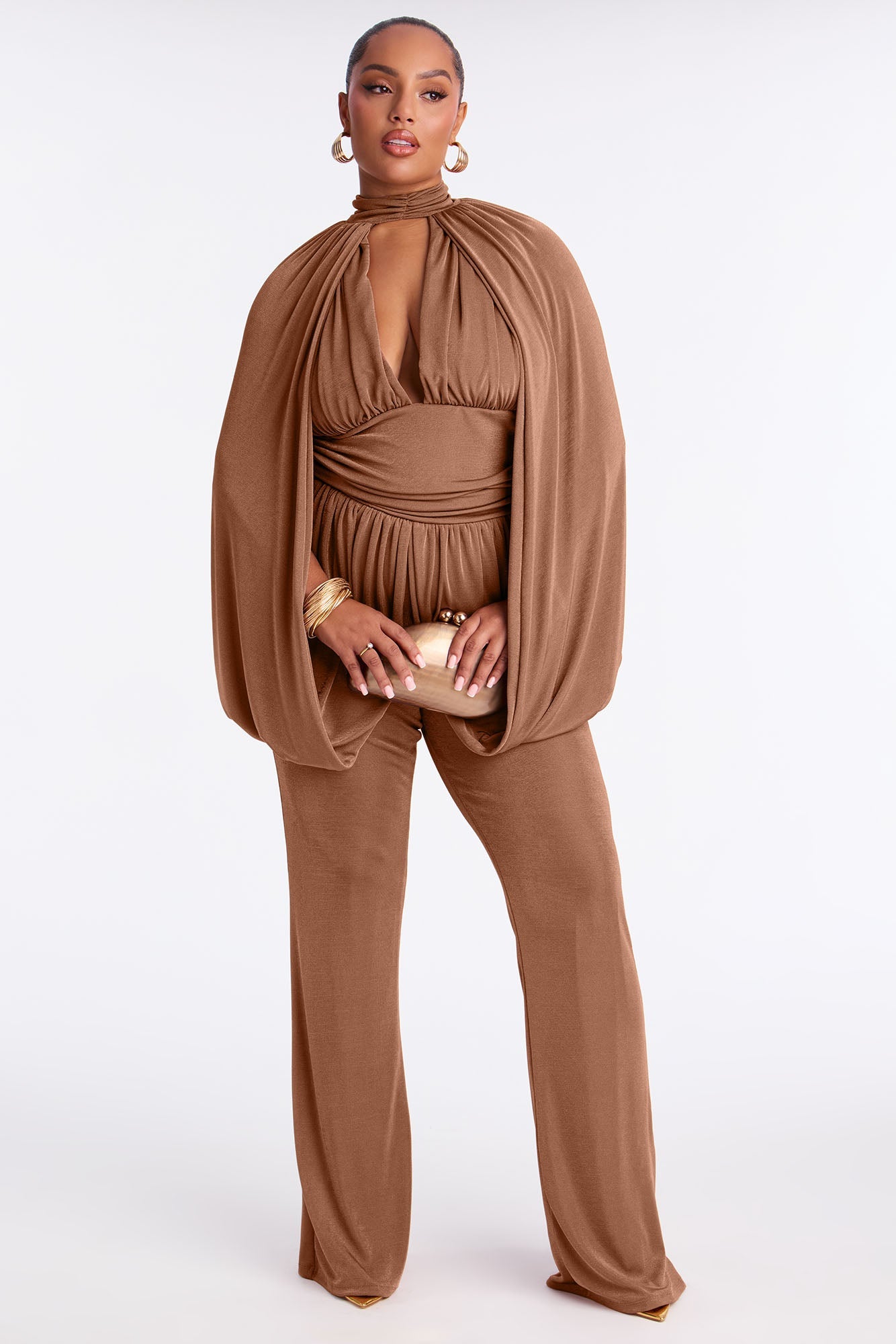 Command Attention Slinky Pant Set - Camel