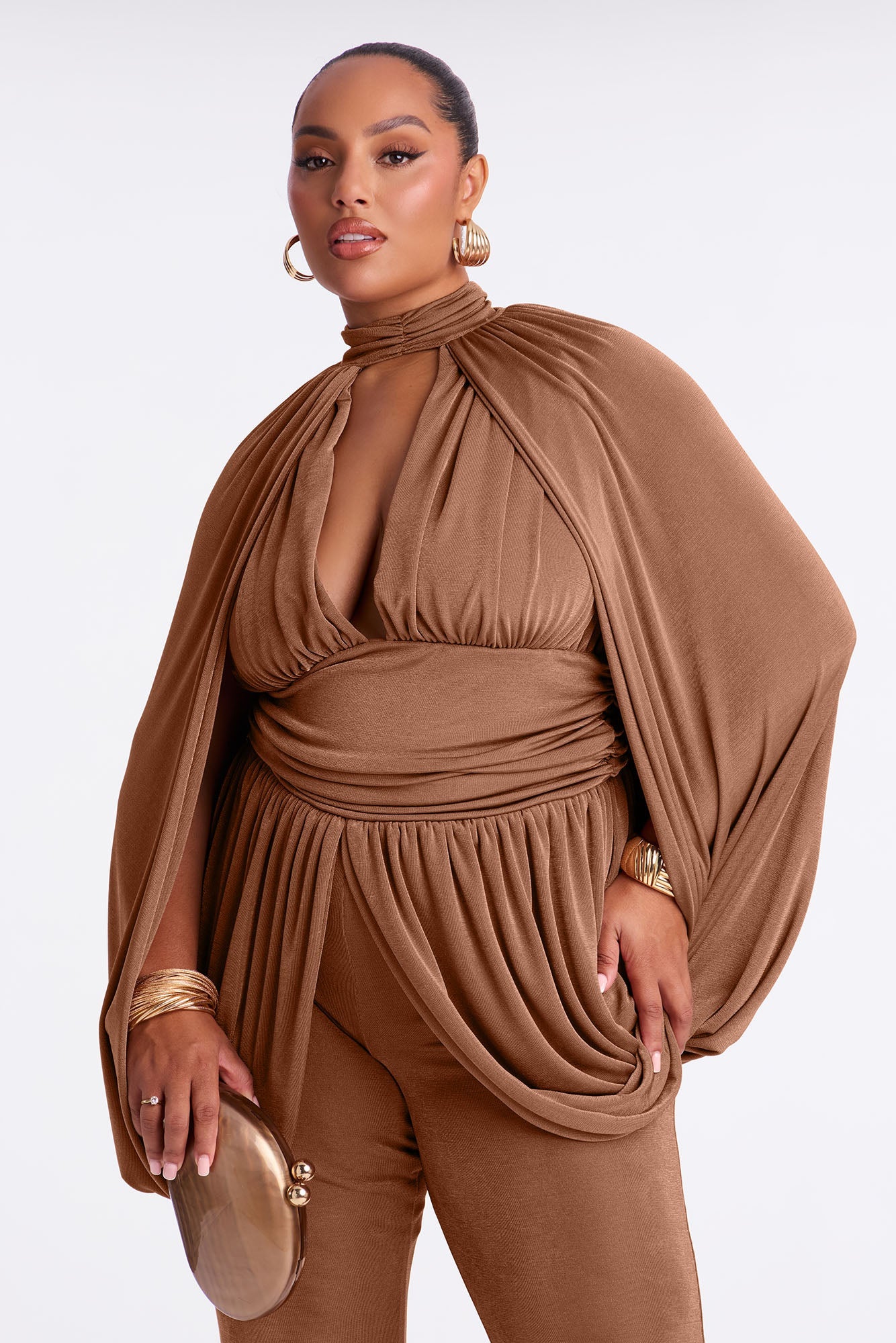 Command Attention Slinky Pant Set - Camel