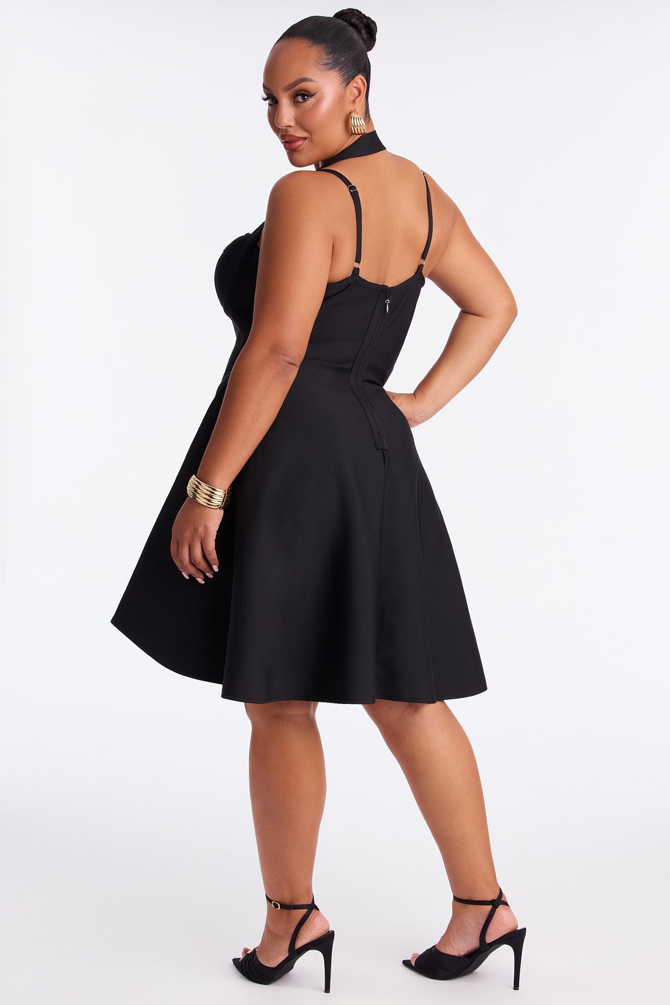 Alondra Asymmetrical Bandage Midi Dress - Black