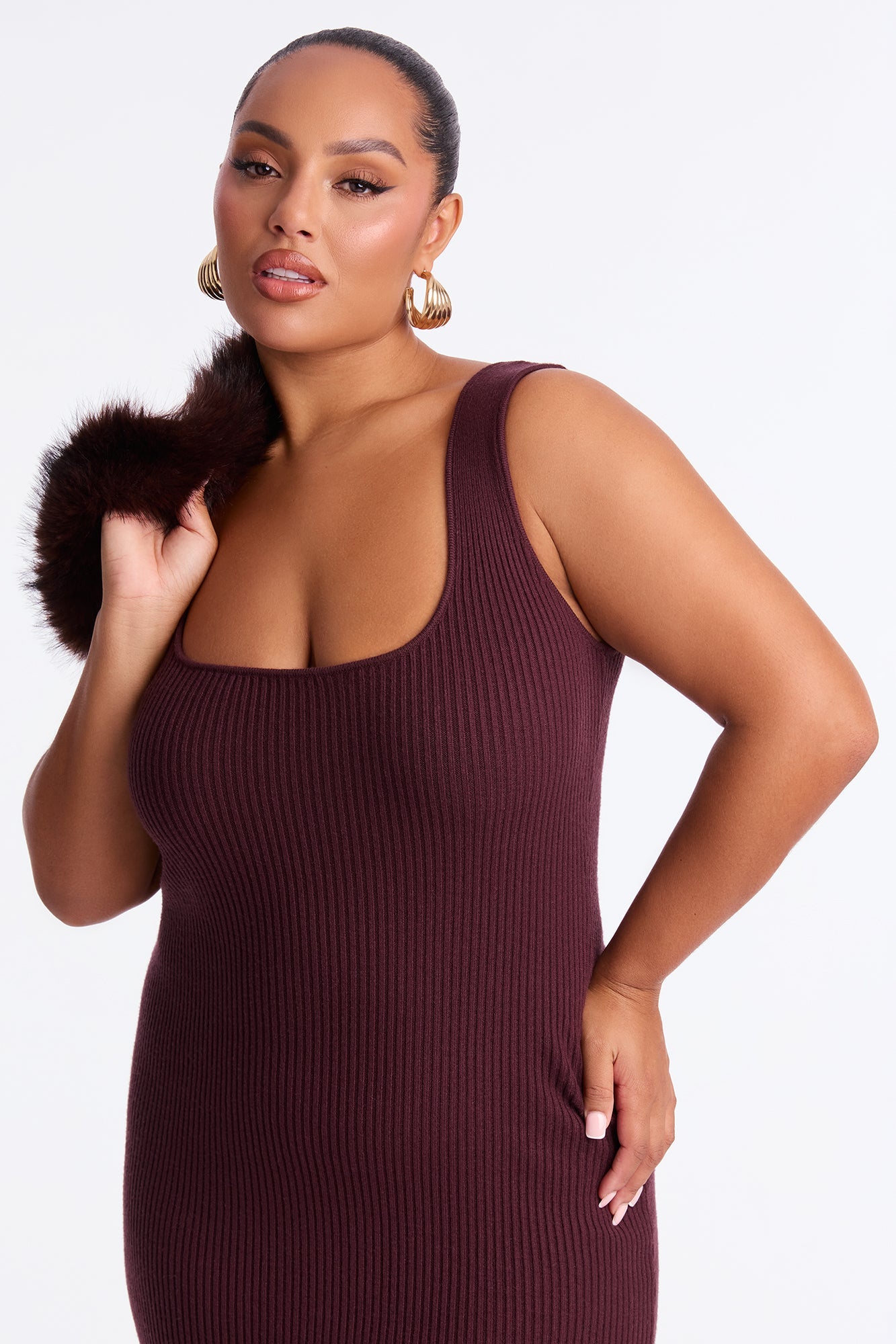 Fuzzy Signal Maxi Dress Set - Chocolate