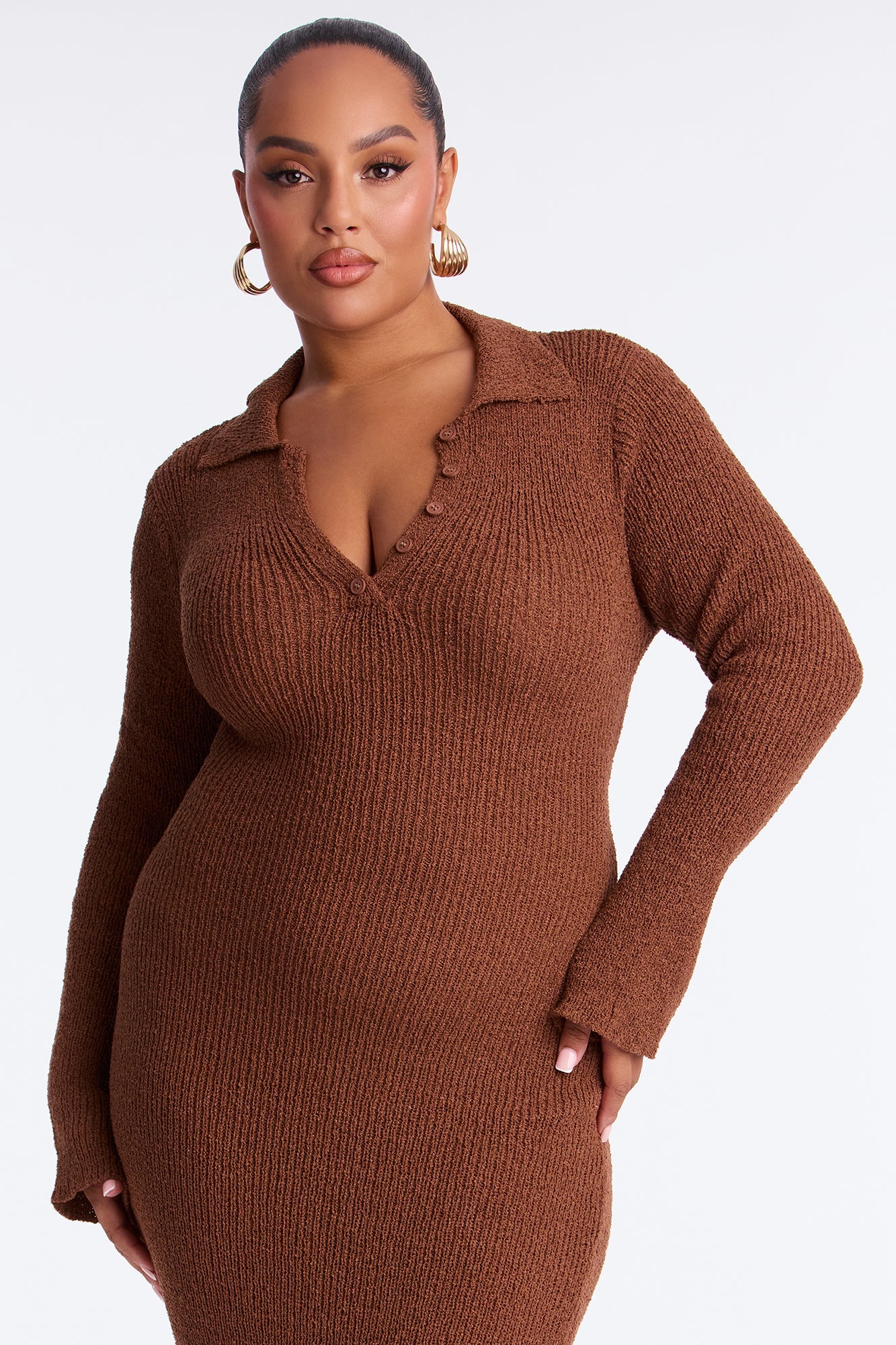 Angelic Sweater Maxi Dress - Brown