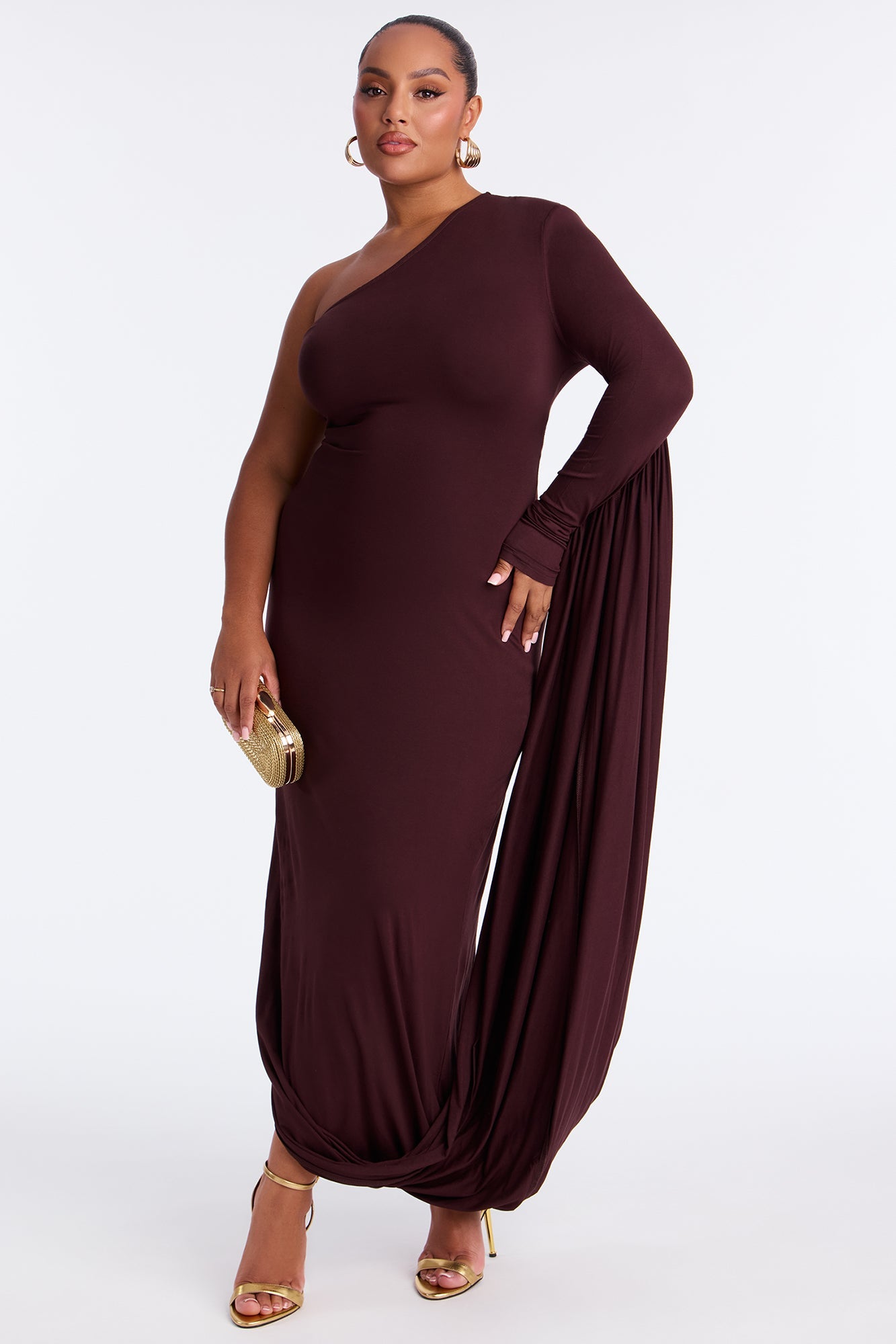 Counting Kisses Draped Maxi Dress - Chocolate