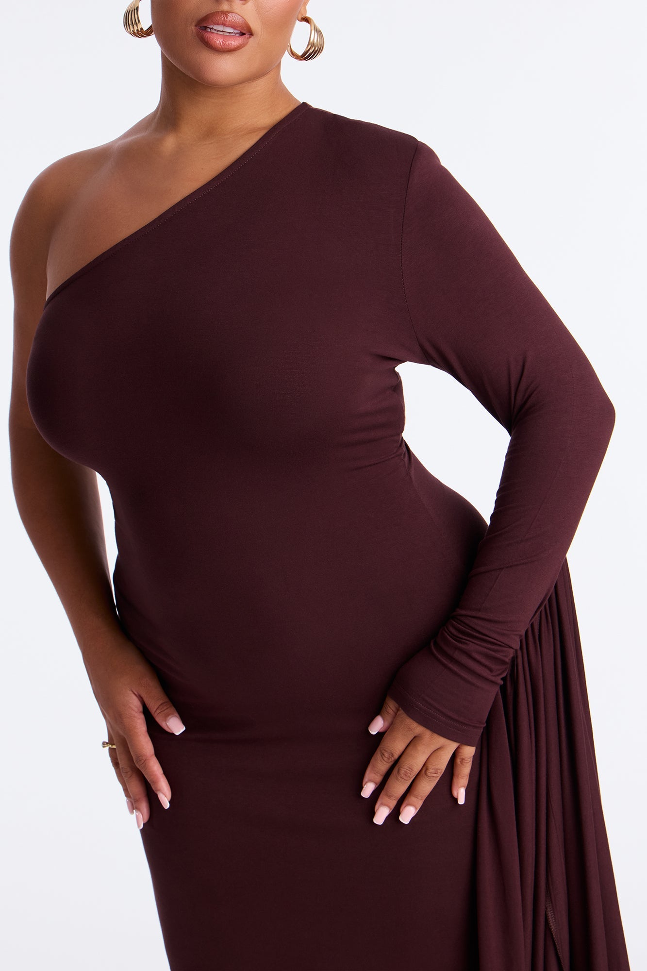 Counting Kisses Draped Maxi Dress - Chocolate