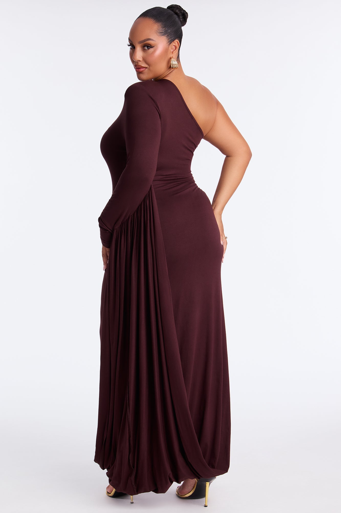 Counting Kisses Draped Maxi Dress - Chocolate