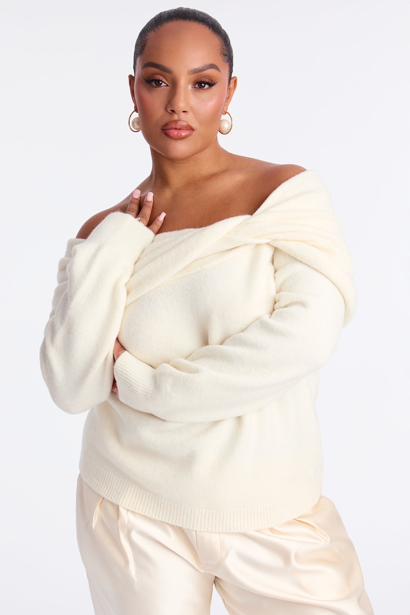 Natalya Twist Sweater Top - Ivory