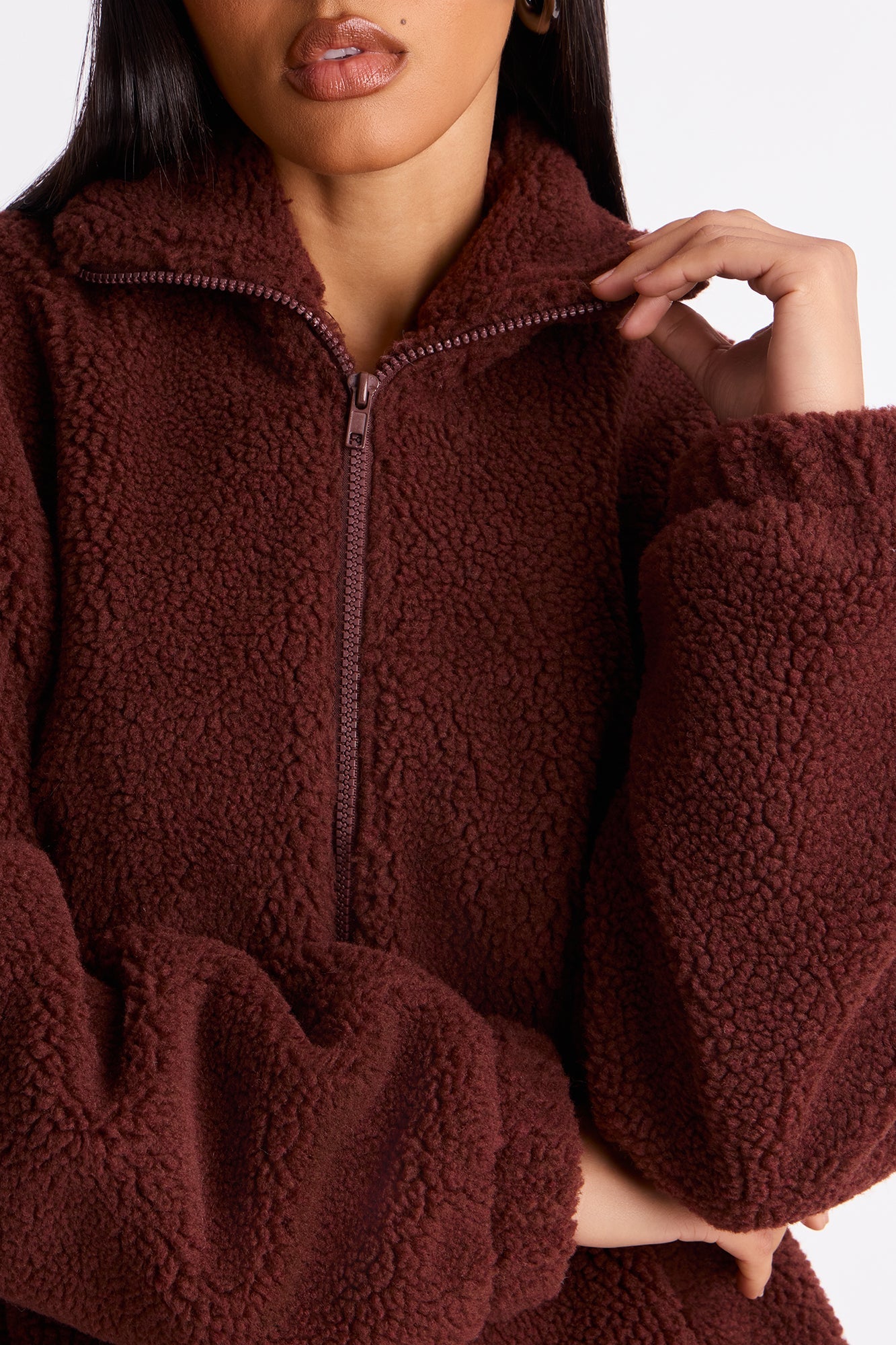 Cozy In New York Sherpa Jacket - Brown/combo