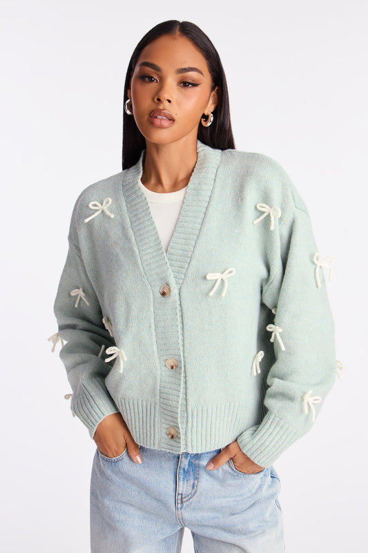 Pretty Little Ties Cardigan Sweater - Sage