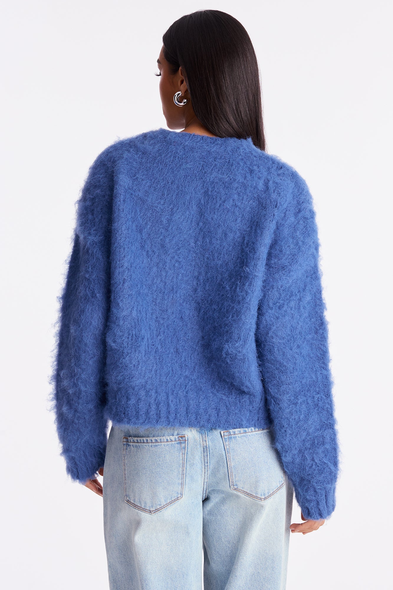 Stepping Out Fuzzy Sweater - Navy