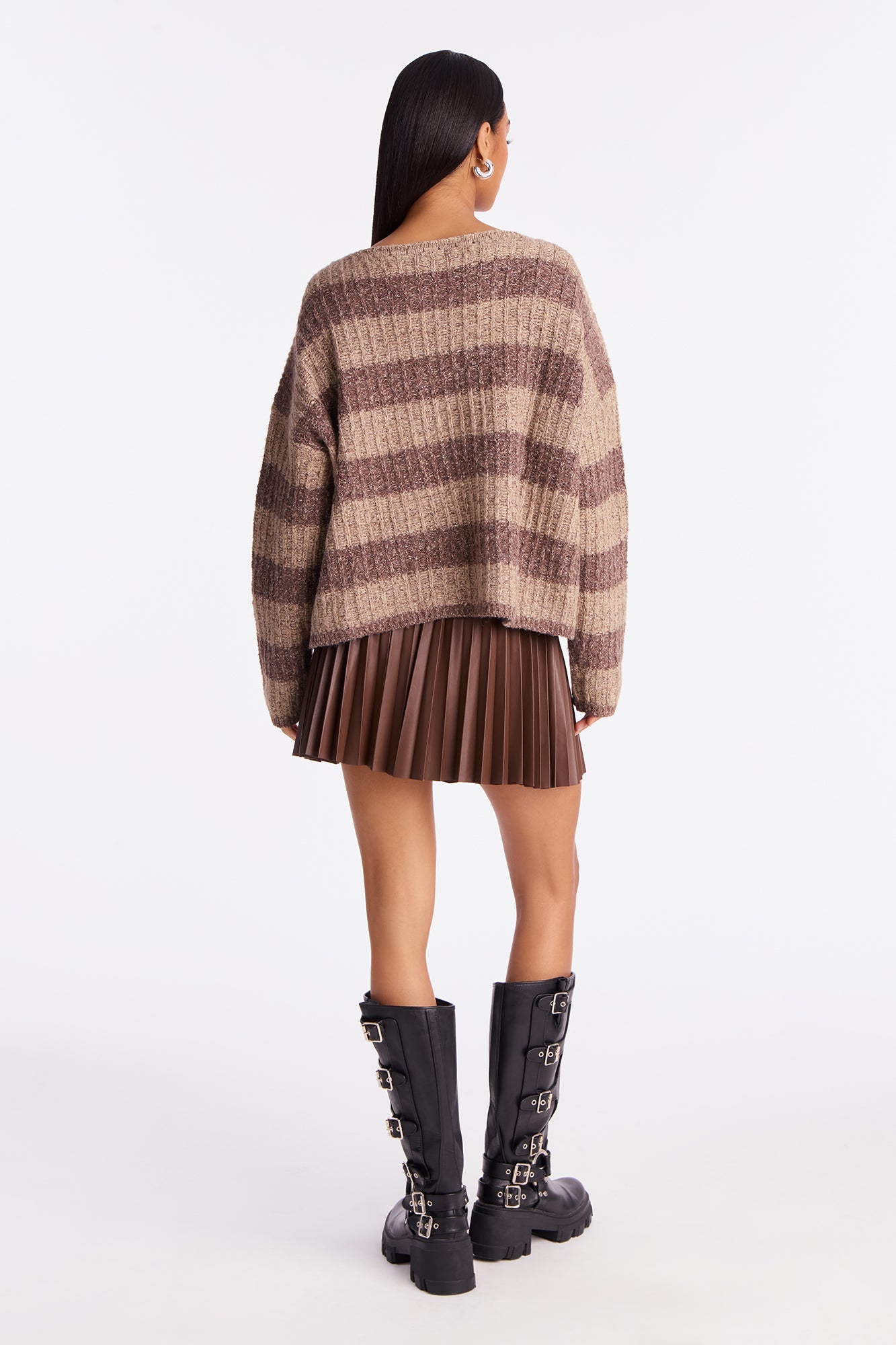 There She Is Striped Sweater - Brown/combo