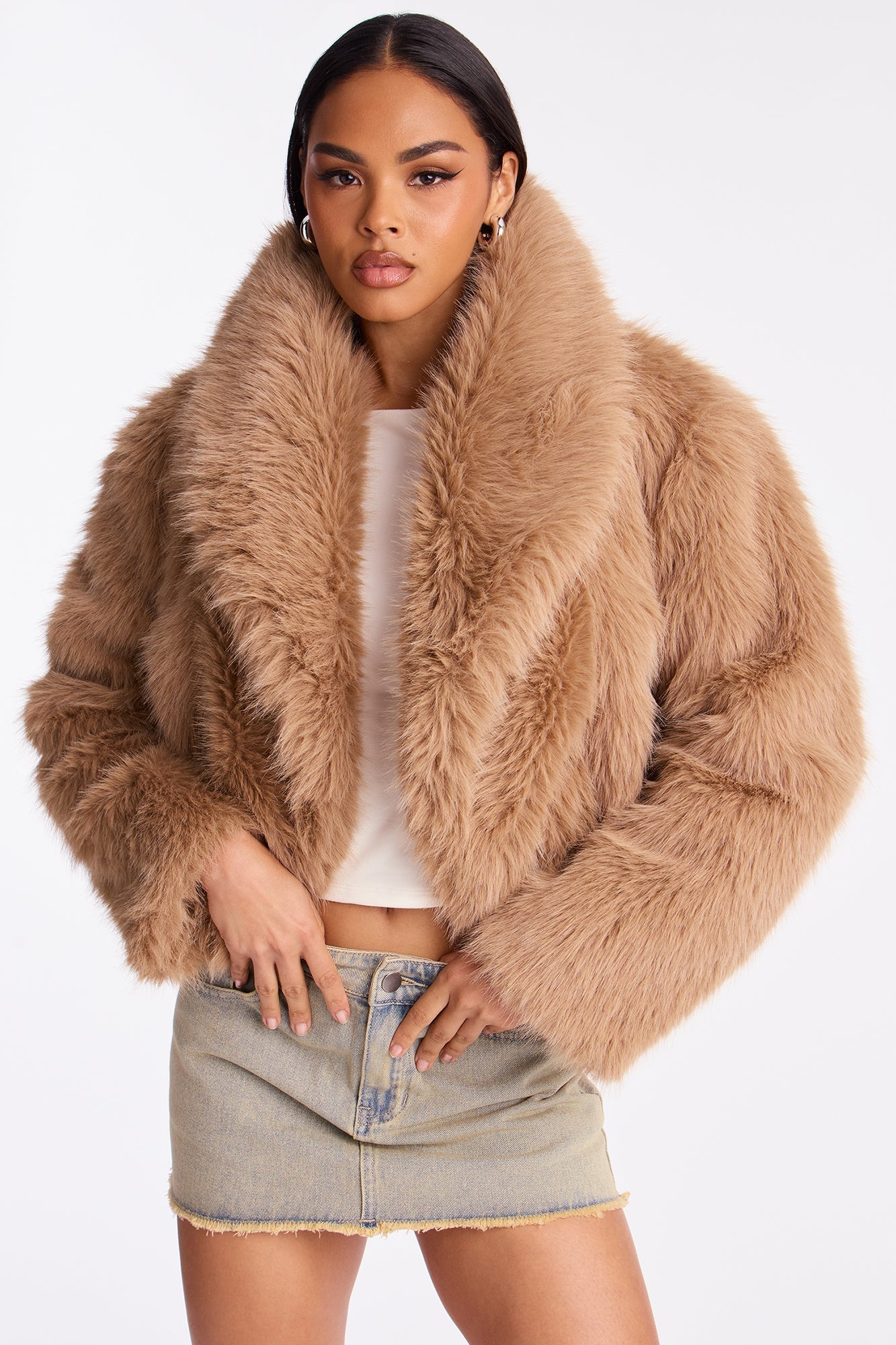 Gigi Faux Fur Coat - Mocha
