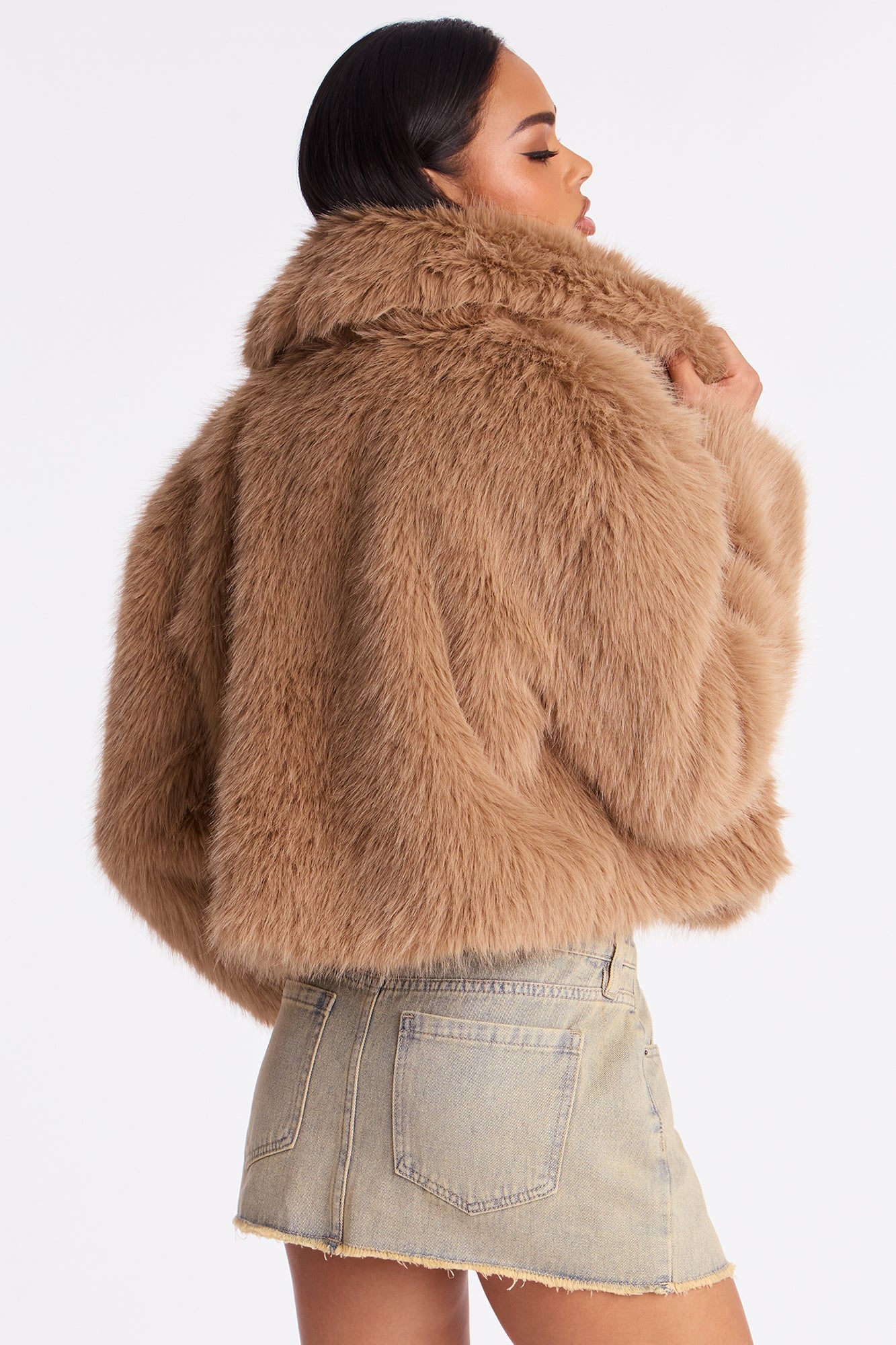 Gigi Faux Fur Coat - Mocha