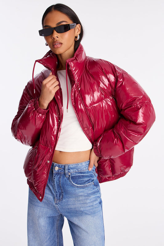 City Swagger Puffer Jacket - DarkRed
