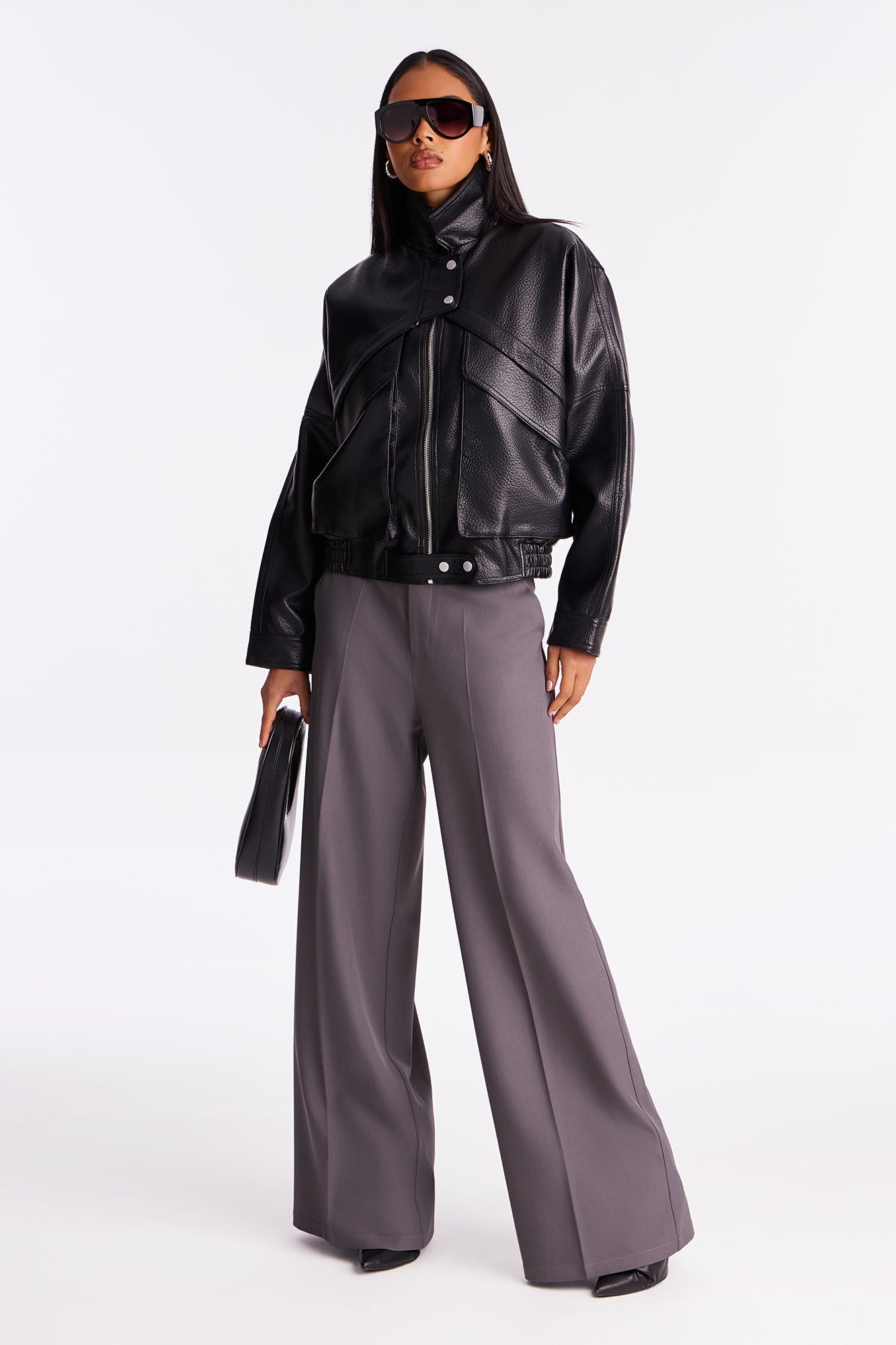 Your Loss Faux Leather Bomber Jacket - Black