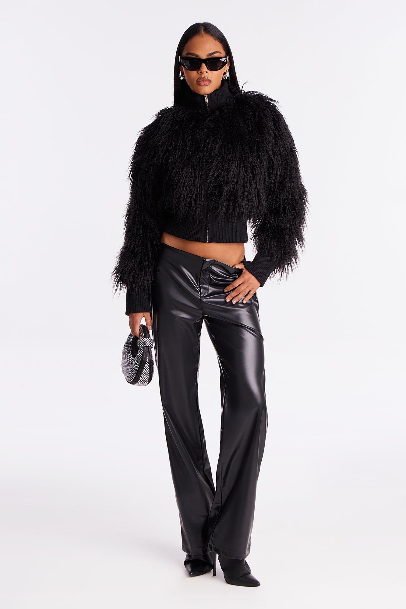 Sienna Shaggy Faux Fur Jacket - Black