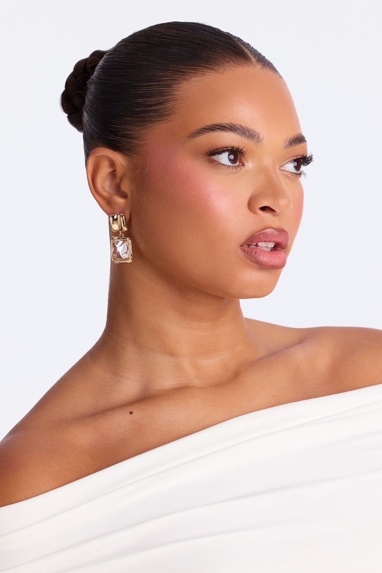 How It Goes Jeweled Drop Earrings - Gold/Clear