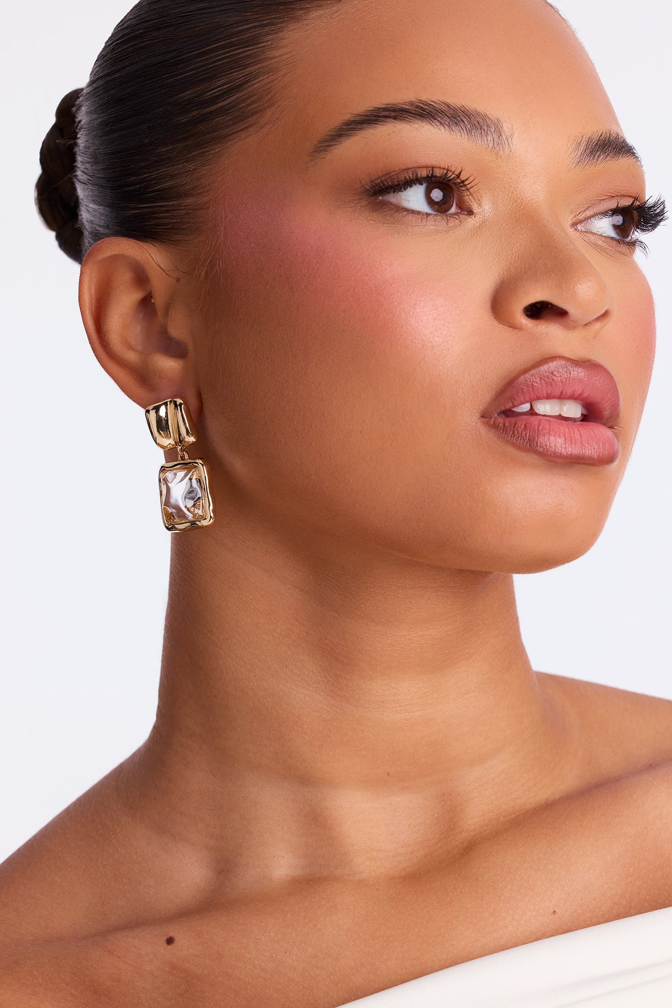 How It Goes Jeweled Drop Earrings - Gold/Clear