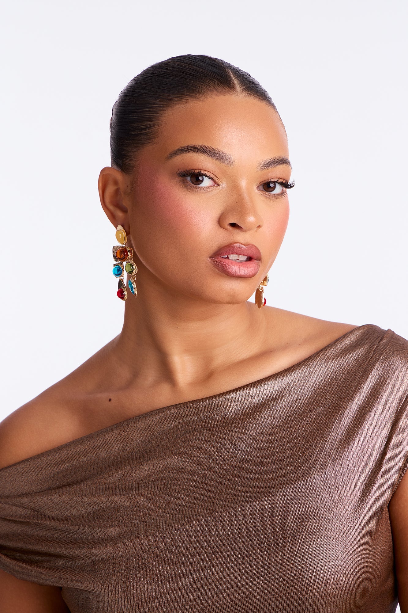 All At Once Jeweled Drop Earrings - Multi Color