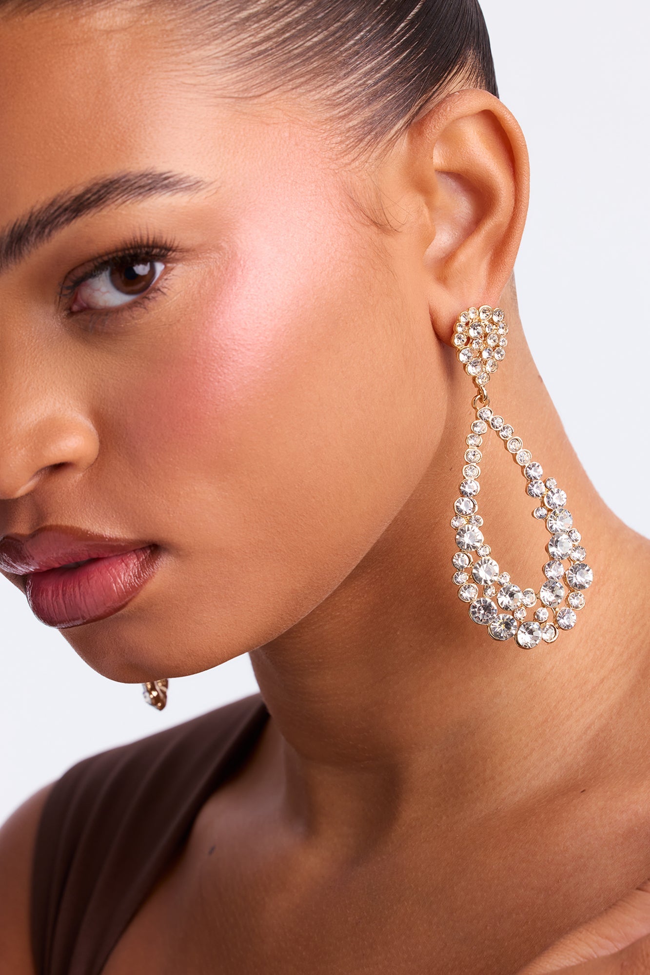 Evening Spark Rhinestone Drop Earrings - Gold