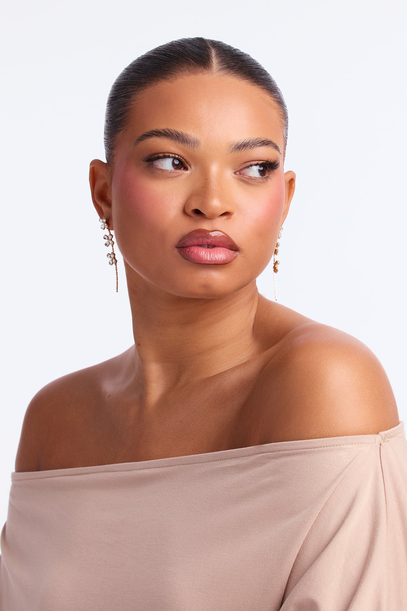 Perfect Day Floral Rhinestone Drop Earrings - Gold