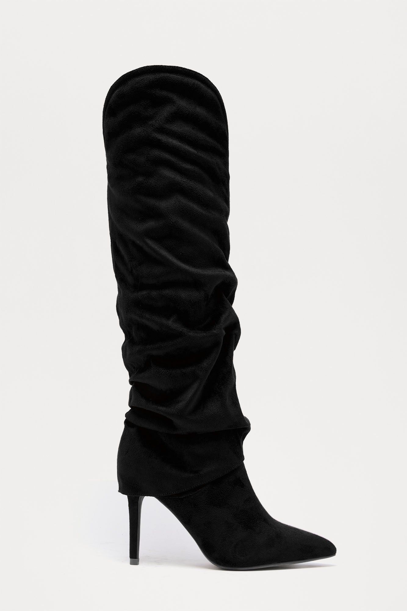 Bristol Ruched Faux Suede Boots - Black