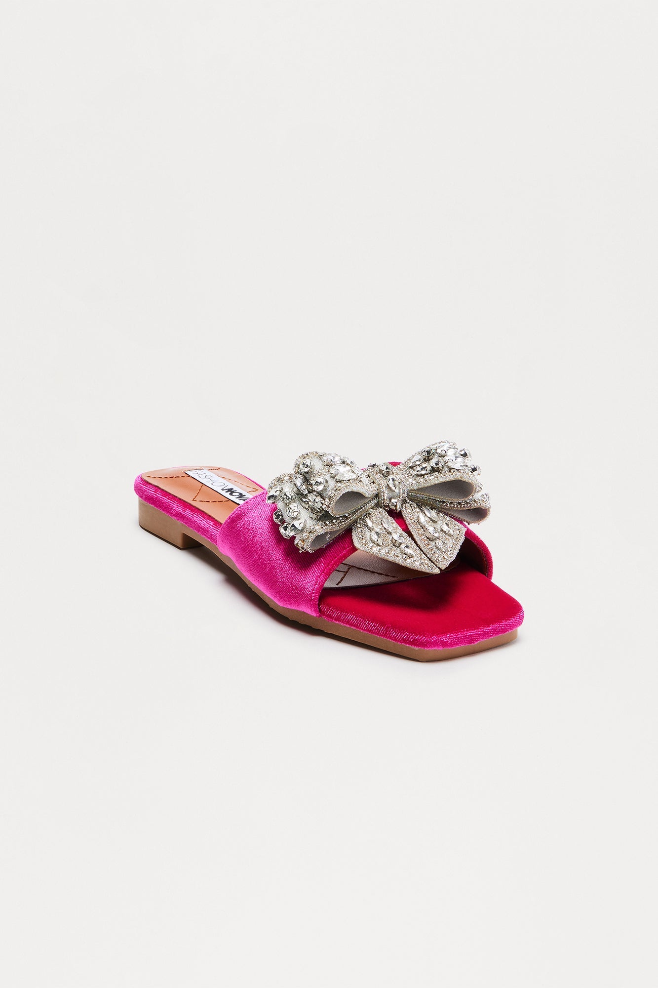Ribbona Rhinestone Velvet Sandals - Pink